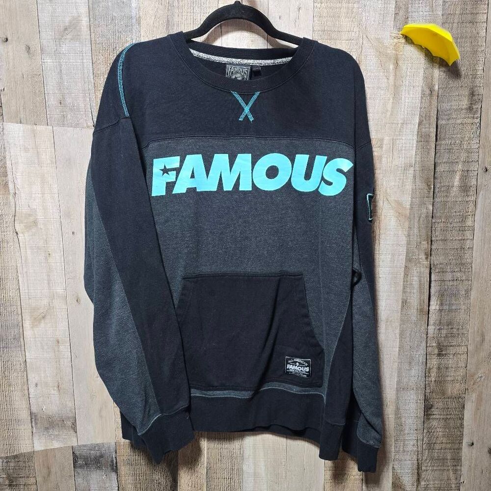 Famous Stars and Straps Teal Grey Black Sweatshirt XL Streetwear Skater Winter